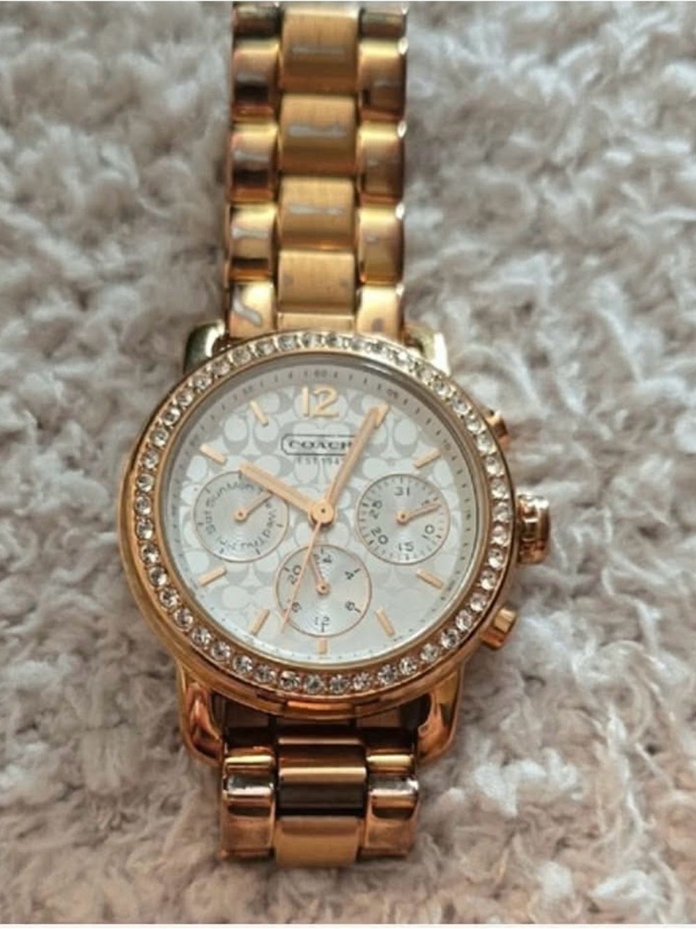 Coach Women's Rose Gold Crystal-Accent Chronograph Watch